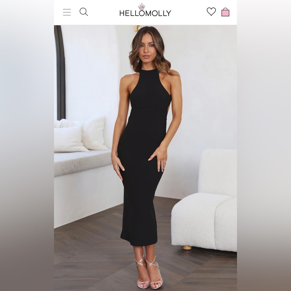 Hello Molly black midi dress